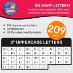 209 Pcs 3" Red Bulletin Board Letters & Numbers, Capital Letters, Numbers, Punctuation, US Made Card Stock Punch Out Letters for Poster, Bulletin Board, Classroom - Precut Letters & Numbers