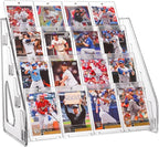 2 Pack Elevated 4 Tier Clear Acrylic Card Display Stand for Trading Cards, Sports Cards, Greeting Cards, Stickers – Slanted Holder for PSA Slabs, Vendors, Collectors & Retail (4 Tier 2 Pack)
