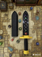 Dagger Dice Holder Box Dice Tower Dungeons and Dragons RPG Tabletop Roleplaying Game Jail DND (Random 7PCS D20 Dice Set Included) Black&Black&Gold