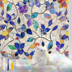 Stained Glass Window Privacy Film Decorative Rainbow Static Clings – Ideal for Home & Office, Adhesive-Free, Removable, UV-Blocking(Purple Rainbow, 23.6 X 78.7 in)