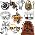 9pcs Metal Puzzle for Adult Disentanglement Puzzles Lock Puzzle Games Set Gift for Adults Teenagers