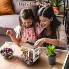 DIY Miniature House Kit, Coffee Shop Book Nook Kit, Mini Building Kit, Dollhouse Kit for Adults and Teens, 3D Wooden Puzzles with LED Light, Craft Kit for Family and Friends(Retro Coffee Shop)