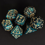 7-Die DND Dice Set Halloween Pattern Polyhedral Die Set with Leather Bag, Skull Dice D&D Die for RPG Table Games (Halloween Pattern-Green)