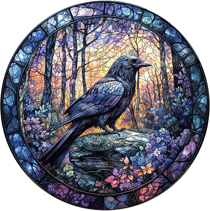 Wooden Puzzles for Adults, Wooden Jigsaw Puzzles, Crow-XL Puzzle, Gifts for Family or Friends for Any Holiday.（17.3 * 17.3 in 450pcs）