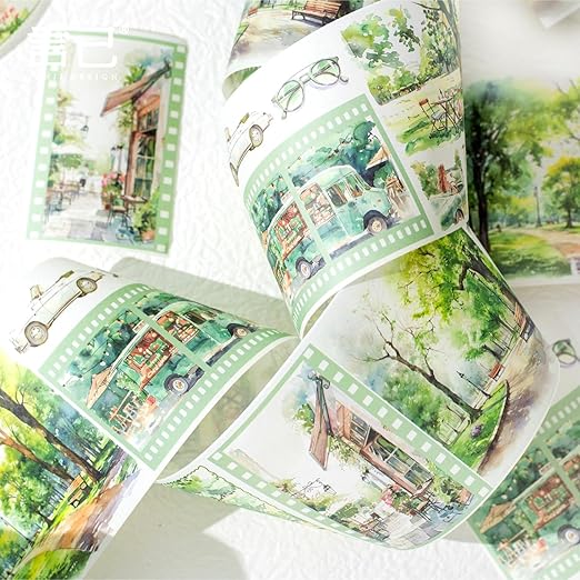 Washi Tape Set,6 Rolls Landscape Tape Stickers for Scrapbooking,Scrapbook Supplies,Junk Journal,Journaling Supplies,Planner,DIY Arts Crafts（Embrace The World）