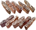 Royal Kraft Fabric Wooden Stamps Creative Border Pattern Printing Blocks (Set of 10) Htag2159