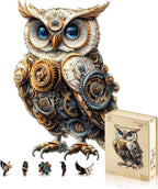 Jigfoxy Wooden Puzzles for Adults, Mechanical Owl Wood Puzzles Adult, Unique Animal Shape Wooden Jigsaw Puzzles for Adults, Birthday Gifts for Puzzle Lovers, Family(S-8.5 * 5.8in-80pcs)