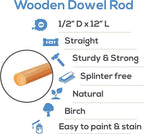 Dowel Rods Wood Sticks Wooden Dowel Rods - 1/2 x 12 Inch Unfinished Hardwood Sticks - for Crafts and DIYers - 25 Pieces by Woodpeckers