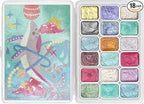 Mini Forestry Shifting Watercolor Painting Set, 18 Color Shifting Watercolor Paint Set, Shimmer Metallic Watercolor Paints Set, Glitter Watercolor Paint, Solid, Macaron Style