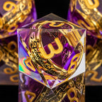 OUKELANWO Magic Lord Rings DND Dice Set with Box, 7Pcs Resin LOTR D&D Dice Set for Role Playing Game, Purple Gold Dungeons Dragons D and D Sharp Edge Dice D20 D12 D10 D8 D6 D4
