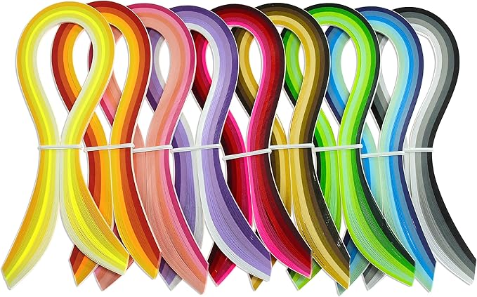 Zorfeter 9 Sets Multi-Color Quilling Paper Strips Kits 900 Strips 42 Colors, 3mm Width, 15" Length