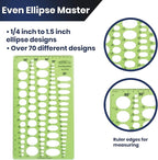 Pacific Arc Even Ellipse Master Template Guide, 79 Ellipses in 5 projections of 20, 30, 40, 50, and 60 Degrees