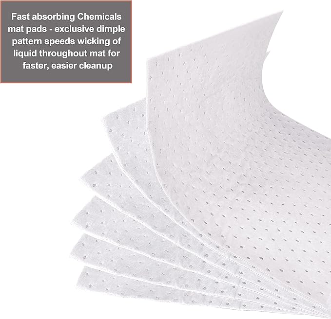A A IN Oil-Only Absorbent Mat Pads, 100 Pack Oil Spill Pads, 20" x 15" White Absorbent Pads for Spill Control