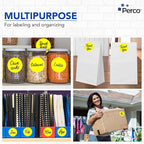 Perco Fluorescent Yellow 3-Inch Round Sticker Labels with Easy Peel Perforation - 500 Labels per Roll - Strong Adhesion, Vibrant Colors for Organizing, Crafting & More - Made in USA