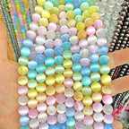 90PCS 4MM Natural Stone Colorful Selenite Gypsum Beads Round Loose Beads for Jewelry Making DIY Bracelet Necklace Accessories 15" Energy Healing Power Stone Beads