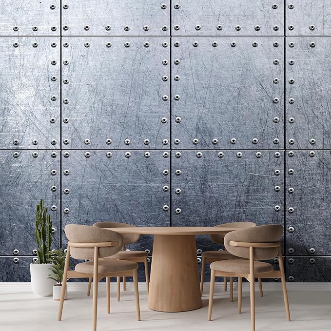 wall26 Wall Sticker/Wall Mural Metal Background, Not Peel and Stick, Non-Woven Wallpaper Decorative for Bedroom, Living Room, Office - 108x144 inches