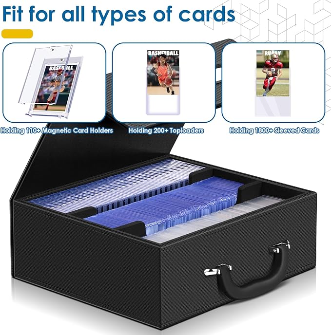 110+ Magnetic Card Holder Card Deck Case, Leather Magnetic Closure Commander Card Portable Storage Box Card Holders Fit for Baseball Cards, Sports Cards, MTG, Game Card Standard Cards