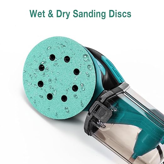 5-Inch 8-Hole Wet Dry Sanding Discs 1500 Grit, Polyester Film Backed Heavy-Duty Hook and Loop Sandpaper for Random Orbital Sander, 50-Pack