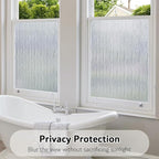 VELIMAX Frosted Window Privacy Film Non Adhesive Window Cling Removable Glass Covering Clear Water Opaque Window Film for Home Anti UV 17.7x118 inches