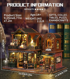 DIY Dollhouse Miniature House Kit,DIY Kit Mini House Model Comes with dust Cover and Music Box, Best Christmas Birthday Gift for Lovers Boys and Girls（Twilight Book City