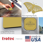 Trotec TroLase Lights | 24"x12"x1/250"(0.1mm thick) | Adhesive-Backed Flexible Laser Engraving Sheet/Film for Decal & Label | Double Color Plastic Sheet for Engraving | Smooth Gold/Black | 10pcs