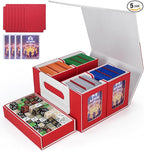 AFIING Commander Deck Box for MTG/EDH, Fits 400+ Double-Sleeved Cards, with Display Window, 4 Removable Deck Cases, Dividers, Dice Tray & Handle, Card Holders for TCG (White Red)
