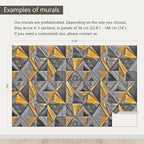 AFZEVEB-3D Geometric Wall Mural Gray and Gold Wallpaper for Bedroom 114"x74"(Not Peel and Stick)