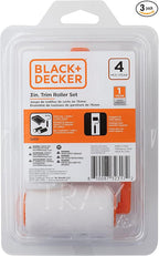 Black+Decker 3-Inch Trim Roller Set with Paint Tray, Roller Frame and 2 Roller Covers, Precision Painting for Professional Results