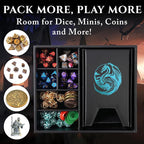 Soar Forge Dice Tray and Dice Tower for DND and RPG - All-in-One Game Roamer Tray & Large Tower for Random Rolls - Stores Your Sets, Mini's and More Compatible with D&D (Blue Dragon)