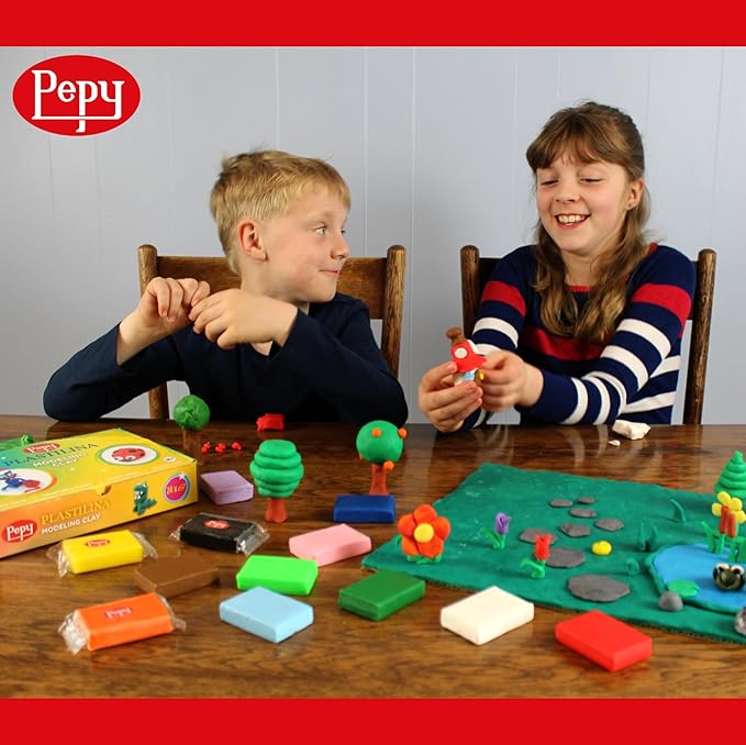 Pepy Plastilina Reusable and Non-Drying Modeling Clay; Set of 24 Bars, 1.4 Ounce Each, Perfect for Arts and Crafts Projects, Brown