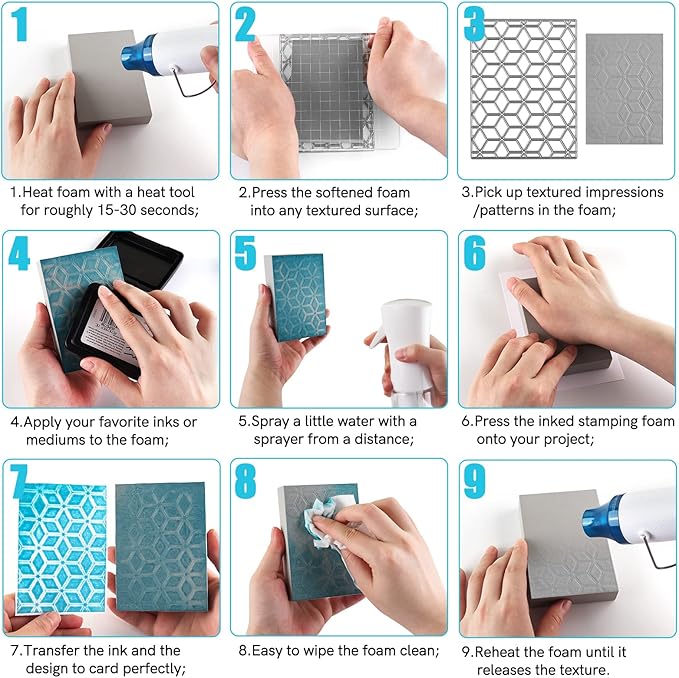 BAOFALI 4 Pcs Large Stamping Foam Grey Moldable Foam Stamps Plastic Dry Foam Stamp Pad Cut and Dry Foam Stamping Foam Block for Sculpture, Modeling, DIY Arts and Handicrafts Projects