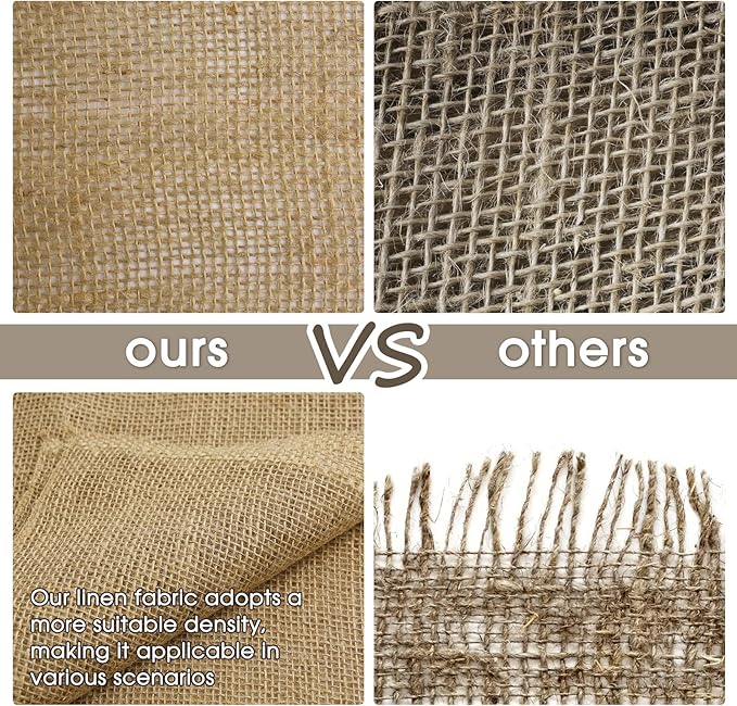 Burlap Fabric - Garden Burlap Fabric Roll Natural Jute Outdoor Fabric Burlap Weed Barrier Trees Trunk Wrap for Crafts Farmhouse Gardening Table Decor for Crafts (19.7" x 5 Feet)