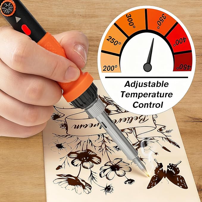 K KERNOWO Wood Burning Kit - 81Pcs All-in-One Wood Burning Tool Pen Adjustable Temperature Wood Burner Kit Crafts Gifts for Adults & Teens, Woodburning Kits for Beginner Pyrography