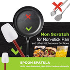 Silicone Rubber Spatula Set of 3, High Heat Set, Commercial Rubber Spatula (1 Spoonula + 2 Scrapers (9.5 Inches))