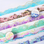 6 Rolls PET Tape Set for Journaling Supplies,Waterproof Washi Tape Stickers for Scrapbooking,Journaling Supplies,DIY Craft(Colour Paradise)