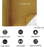 FUNKAKA Glitter Golden HTV Heat Transfer Vinyl Rolls, 12" x 8ft PU Iron on Vinyl for T-Shirt Golden Glitter HTV Vinyl for All Cutter Machines Easy to Cut & Weed for Heat Vinyl Design