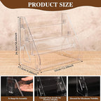 Elevated 4 Tier Clear Acrylic Card Display Stand for Trading Cards, Sports Cards, Greeting Cards, Stickers – Slanted Holder for PSA Slabs, Vendors, Collectors & Retail (4 Tier 1 Pack)