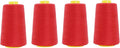 Mandala Crafts 4 Pack of Serger Threads Cones Spools - 20S/2 24000 Yards Polyester Red Threads for Sergers Machine and Overlock Quilting Sewing Machine