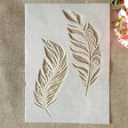 TIAMECH A4 Reusable Two Feathers Stencil for Painting - Bird Feather Layering Template, DIY Wall Art, Wood Furniture, Scrapbook & Crafts (8.3x11.7inch)