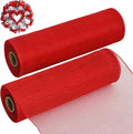 TONIFUL 2 Rolls 10 Inch Red Decorative Mesh Ribbbon Rolls, Fabric Mesh for Mesh Wreath Supplies, Front Door Wreath Crafts Tree Decor Christmas NewYears Halloween Decoration (10 yds/roll)