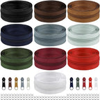 DOITEM 22.2 Yards/ 20 m 10 Pieces Assorted Colors #5 Nylon Coil Zippers, Sewing Zippers Endless Zips with 40 Pieces Zipper Sliders Zip Heads for DIY Sewing Tailor Craft Supplies