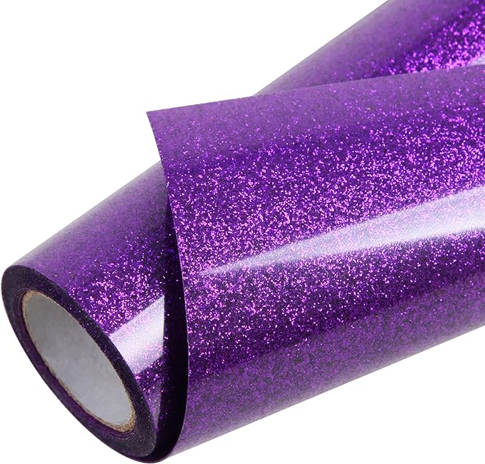 TORC Purple Glitter HTV Heat Transfer Vinyl Roll 12 inch x 5 ft Iron on Vinyl for T Shirts Crafts