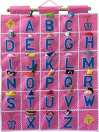 Pockets of Learning Pink ABC Felt Wall Hanging Chart - Early Education Alphabet Fabric Wall Décor for Children's Room | Engaging Educational Learning Art for Kids with Fabric Objects in Pocket