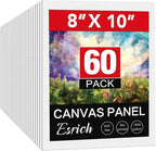 ESRICH 8x10 Canvas for Painting, 60 Pack Canvas Boards for Painting, Blank Canvases for Adult & Kids-Cotton Primed Painting Canvas Panels for Oil, Watercolor, Acrylic, Tempera.