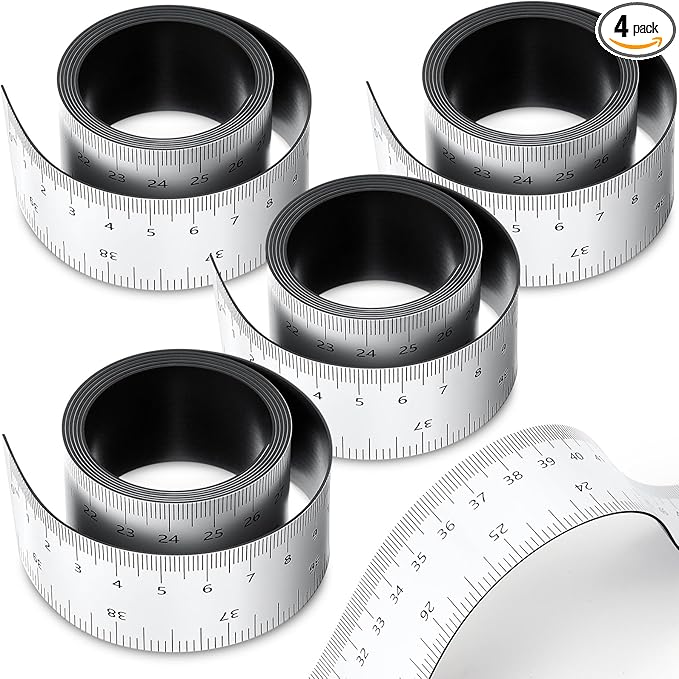 4 Pcs 39.37 Inch Magnetic Ruler Flexible Magnetic Ruler Magnet Measuring Tape with Both Inches and Centimeters, Suitable for Whiteboard, Lathes, Workshops, Table Saws, Mills, Easy to Take