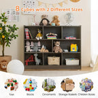 Toy Storage Organizer, 3-Tier Kids Bookshelf, 8 Cube Kids' Bookcases, Cabinets & Shelves, Wooden Toy Organizers, Small Book Shelf for Bedroom, Playroom, Classroom, Nursery (Gray)