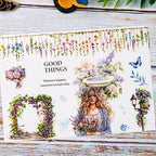 Wisteria Garden PET Tape Set, 3 Rolls of Pre-Cut Floral Vine Stickers for Scrapbooking, Journaling, DIY Crafts, and Collage Decoration (30mm/50mm/55mm)