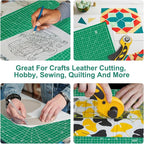Headley Tools 17"x17" Rotating Cutting Mat, Self Healing Mat with 360-Degree Rotation & Anti-Slip Base, Sewing Board Cutting Mat Perfect for Fabric Quilting Leather Hobby Project, Green