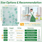 rabbitgoo Rainbow Window Privacy Film Decorative Stained Glass Diamond Pattern Window Sticker with Iridescent Tint Non-Adhesive Static Cling for Home Office Bathroom, Green Leaf 35.4 x 78.7 inch