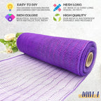 Anivia Deco Mesh Ribbon, 10inch x 30 Feet Each Roll Metallic Foil Mesh Ribbon for Wreaths Swags, Holloween, and Christmas Tree Decoration (Purple/Purple Foil)